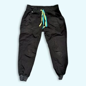 Figs FreeX Lined Zamora Jogger Scrub Pants Black, Small PETITE LENGTH